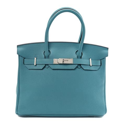 HERMES Taurillon Clemence Birkin 30 Bleu Saint Cyr